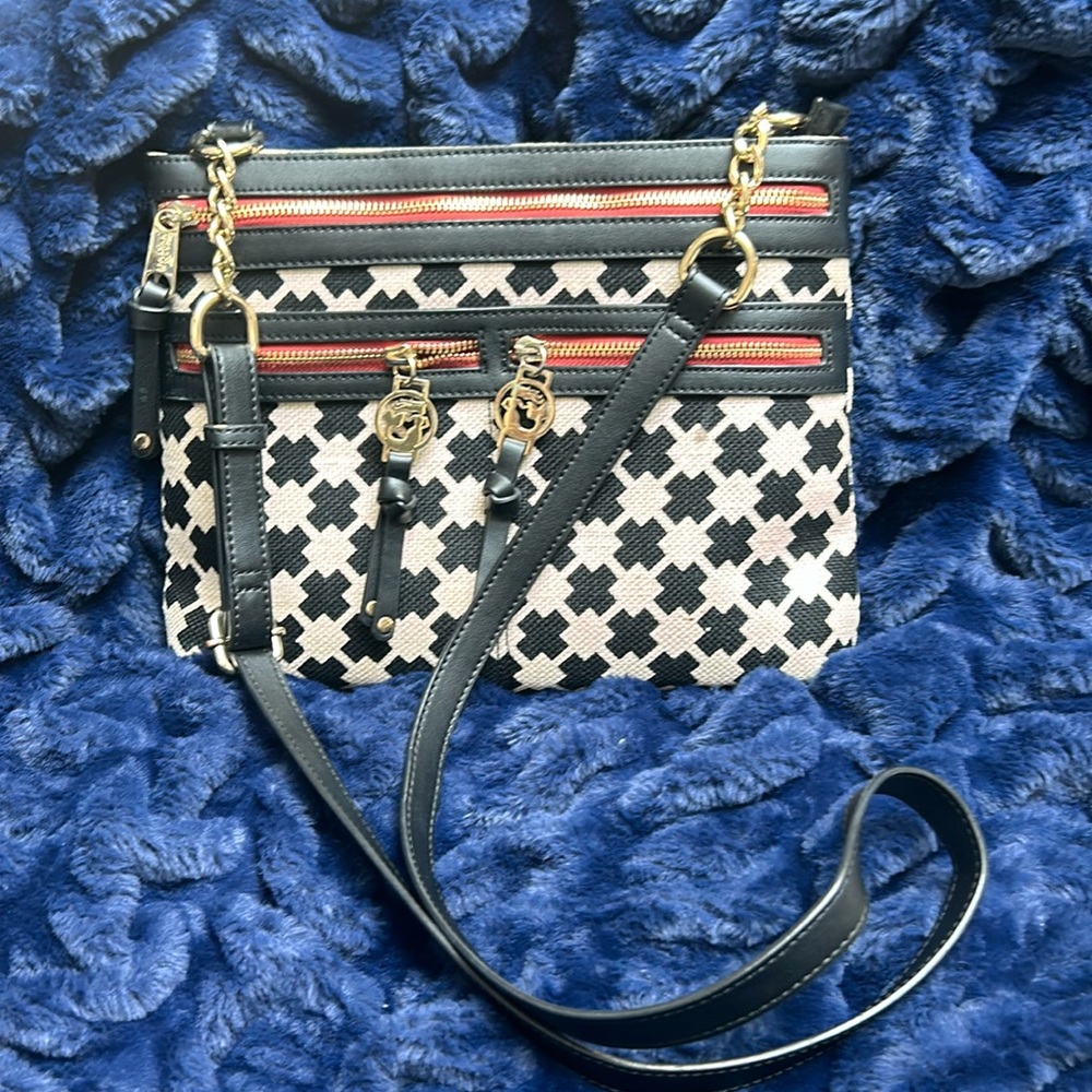 Spartina 449 Crossbody Bag Purse, natural linen/genuine leather. Great Condition